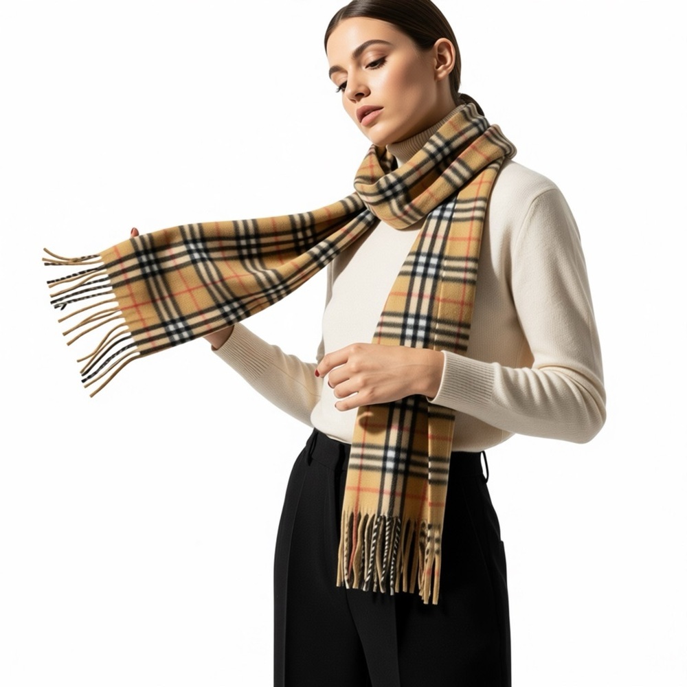 ROYAL ROSSI PLAID CASHMERE SCARF - Picture 2 of 10